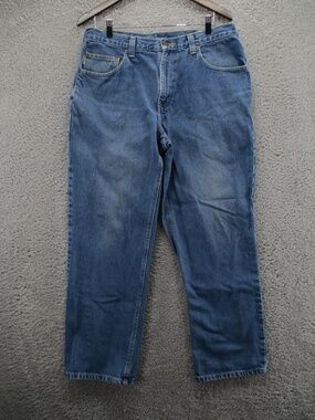 Carhartt Jeans 34x30 Men’s Blue Denim Relaxed Fit Straight Leg Work 381-83 EUC